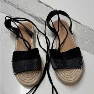NIC+ZOE Black and Tan Espadrille Flats Sz 8.5